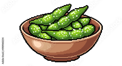 Bowl of Fresh Edamame Sprinkled with Salt.