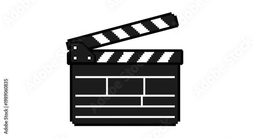 Classic Black and White Movie Clapperboard Icon.