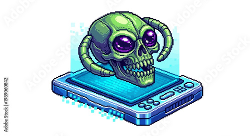 Alien Skull on Futuristic Gaming Device.