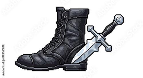Black Combat Boot with a Dagger Hidden Inside.