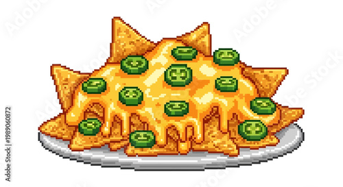 Delicious Nachos Covered in Melted Cheese and Jalapenos.