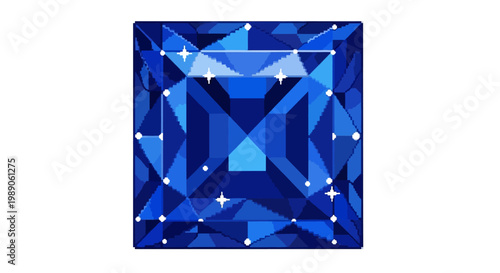Brilliant Blue Sapphire Gemstone Square Cut Faceted.