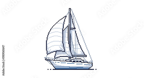 Elegant Sailboat Navigating Open Waters Under Full Sail.