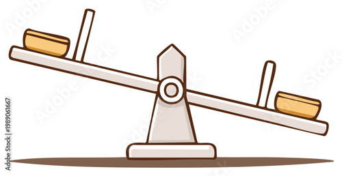 Illustration of a seesaw with small bowls. Balance concept