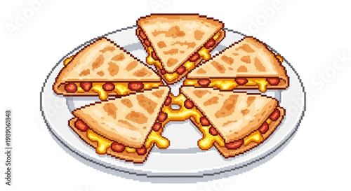 Deliciously Golden Brown Quesadillas Served on a White Plate.