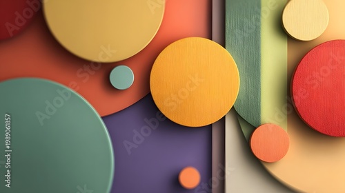 A colorful abstract painting with many circles