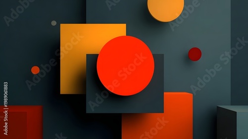 A colorful abstract composition with geometric shapes
