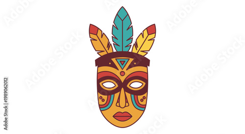 Colorful Tribal Mask with Feathers 2.