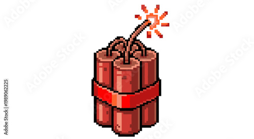 Dynamite bundle with burning fuse ready to explode.