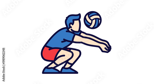Man playing volleyball in action pose.