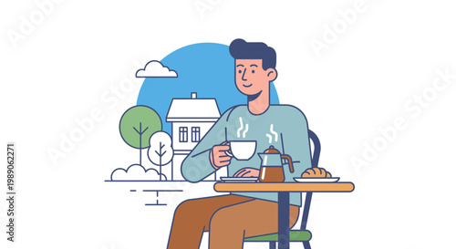 Man sitting with coffee cup.