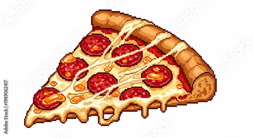 Delicious Pepperoni Pizza Slice with Melted Cheese.