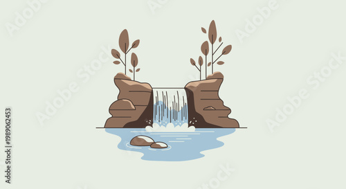 Water Flowing From Rock Formation Outdoors.