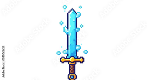 Enchanted Ice Sword with Glowing Blue Aura.