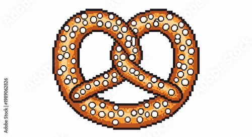 Delicious Baked Pretzel with Salt Crystals Close Up.