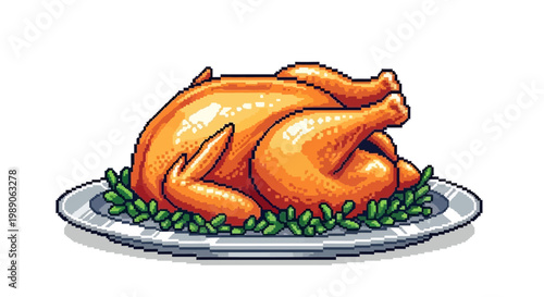 Delicious Roasted Whole Chicken Served on a Plate with Garnish.