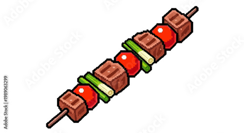 Delicious Skewer of Grilled Meat and Vegetables.