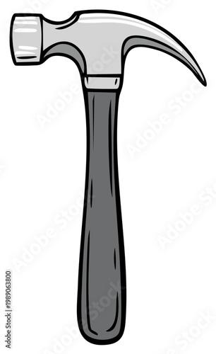 Cartoon gray claw hammer a classic handy construction tool for home repairs and building projects