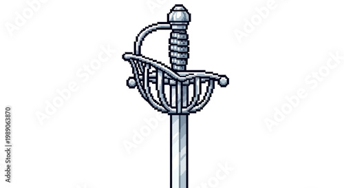 Elegant Silver Rapier Sword Hilt and Blade Detail.