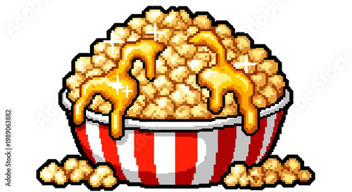 Delicious Popcorn Bowl with Melted Butter Drizzle.