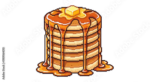 Delicious Stack of Pancakes with Butter and Syrup.