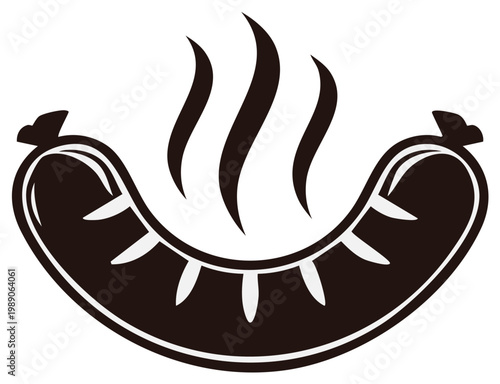 Stylized hot sausage graphic with rising steam perfect for food and restaurant design