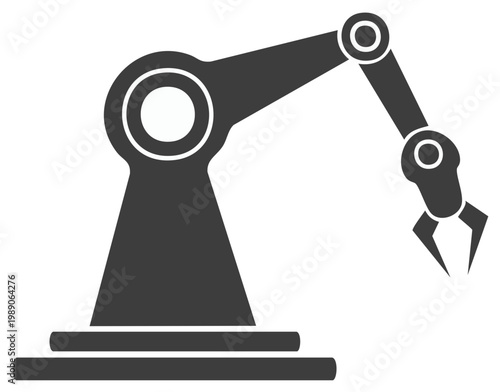 Robotic industrial arm vector icon for automation and manufacturing technology