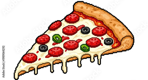 Delicious Pepperoni Pizza Slice with Melting Cheese.