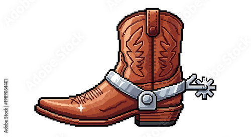 Detailed Illustration of a Cowboy Boot with Spur.