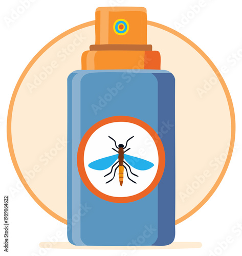 Insect repellent spray bottle with mosquito illustration