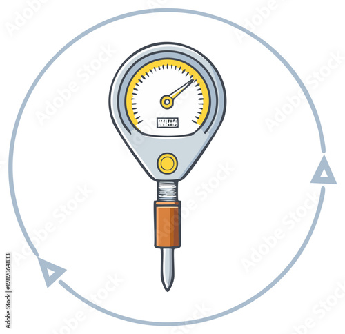 Soil Moisture Meter Illustration Showing Readings and Measurement Cycle for Analysis