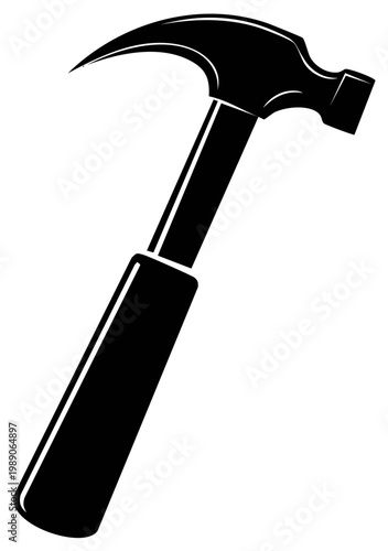 Black Silhouette Hammer Tool Handyman Equipment DIY Crafting Construction Vector Illustration