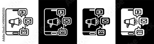 digital marketing white icon set design