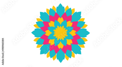 Colorful floral mandala with layered petals a vibrant symmetrical design