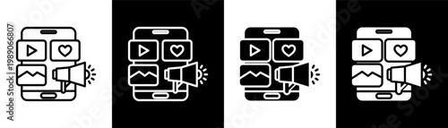 digital marketing white icon set design