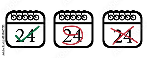 Koleksi ikon kalender dengan desain penandaan yang digambarkan tangan. Ikon kalender bervektorisasi datar dengan hari tertentu yang ditandai, hari ke 31.