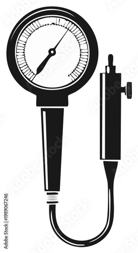 Stylized Tire Pressure Gauge Illustration of Automotive Maintenance Tool