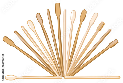 Arrangement of Wooden Coffee Stir Sticks in Fan Shape Stirrers for Beverages Coffee Tea Drink