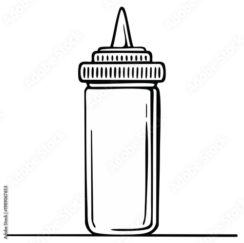 Simple Line Drawing of a Squeeze Bottle with a Cap