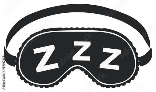 Sleeping mask icon with zzz letters, sleep accessory, bedtime, sleep, rest and relaxation illustration