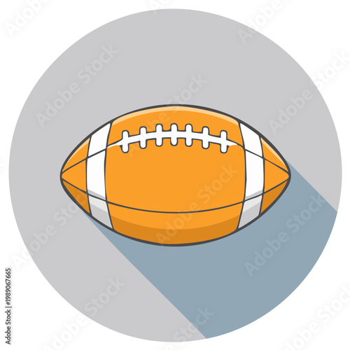 Stylized American football illustration orange leather with laces and shadow