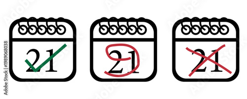 Koleksi ikon kalender dengan desain penandaan yang digambarkan tangan. Ikon kalender bervektorisasi datar dengan hari tertentu yang ditandai, hari ke 31.