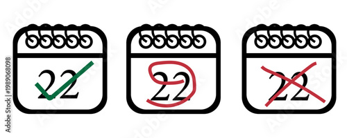 Koleksi ikon kalender dengan desain penandaan yang digambarkan tangan. Ikon kalender bervektorisasi datar dengan hari tertentu yang ditandai, hari ke 31.