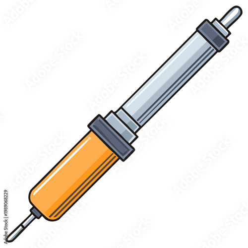 Cartoon illustration of a soldering iron. Isolated on white.