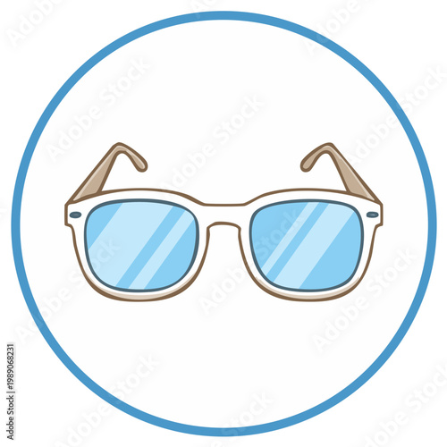 Stylish eyewear with blue lenses on circle background illustration glasses vision sight eye health spectacles