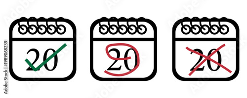 Koleksi ikon kalender dengan desain penandaan yang digambarkan tangan. Ikon kalender bervektorisasi datar dengan hari tertentu yang ditandai, hari ke 31.