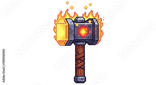 Fiery Hammer of Power with Glowing Core.