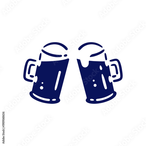 【単品】ビールジョッキで乾杯するアイコンのイラスト