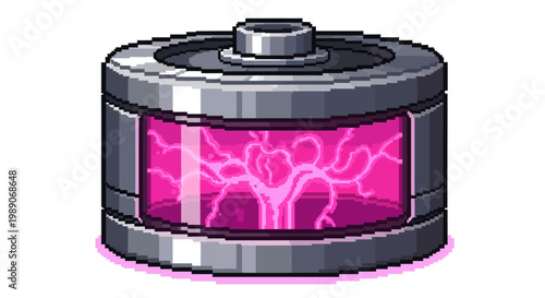 Futuristic Energy Cell with Glowing Pink Plasma Core.