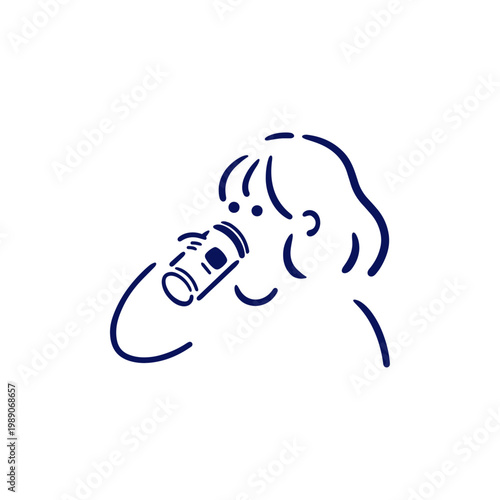 【単品】缶ビールを飲む女の子のイラスト